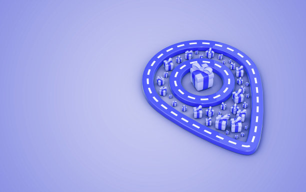 地图精确道路和礼品盒的标志性背景图片下载