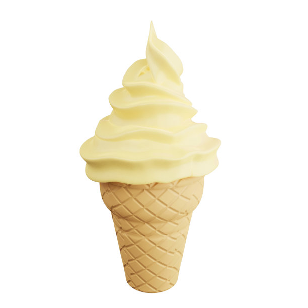 白色背景的香草冰淇淋3D渲染图片下载