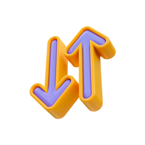 现实光泽向下和向上箭头图标3d渲染web文件下载图片下载