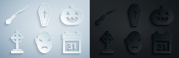 设置吸血鬼南瓜墓碑与十字架图片下载