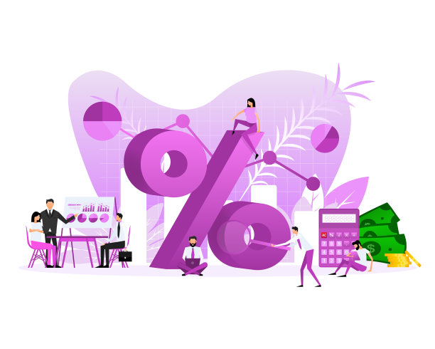 百分比符号与扁平风格的人图片下载