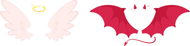 天使和魔鬼翅膀的卡通服装坏的邪恶图片下载