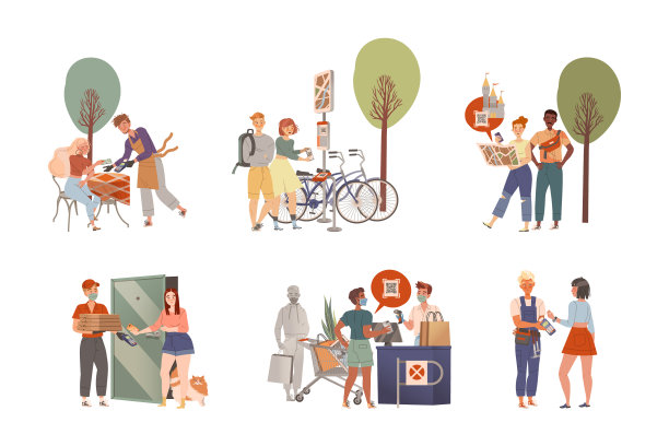 人们使用非接触式支付方式在图片下载