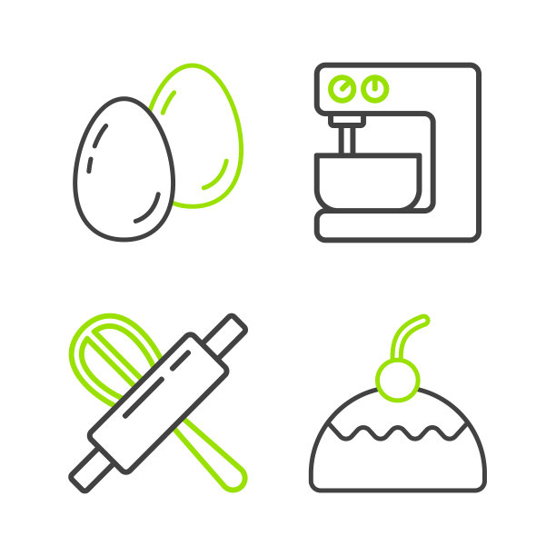 设置线蛋糕厨房打蛋器和擀面杖图片下载