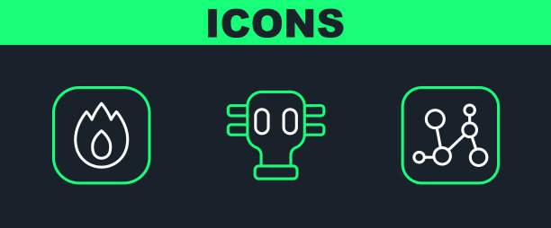 设定线化学式火焰和防毒面具图片下载