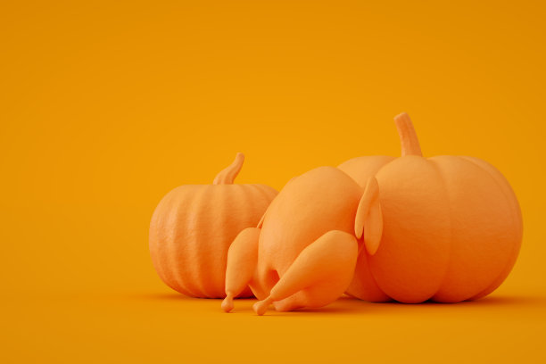 感恩节背景火鸡和南瓜快乐图片下载