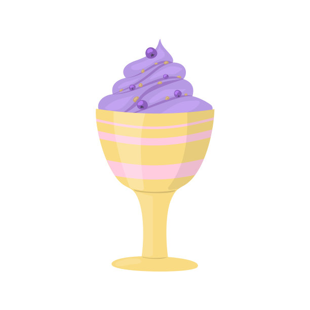 紫色蓝莓冰淇淋装在金碗里图片下载