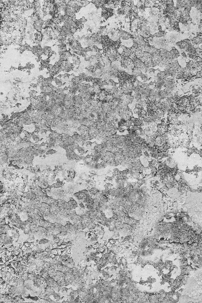 古旧的墙壁纹理：老化的破损墙面，带有脏裂石膏和砖块的风化表面黑白竖版照片图片下载