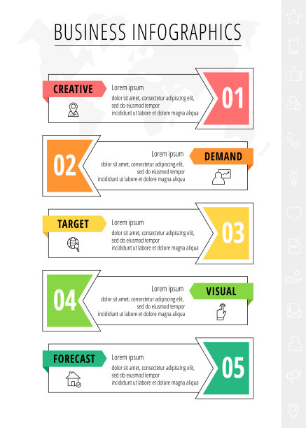 矢量五步线信息图与图标和标签图片下载