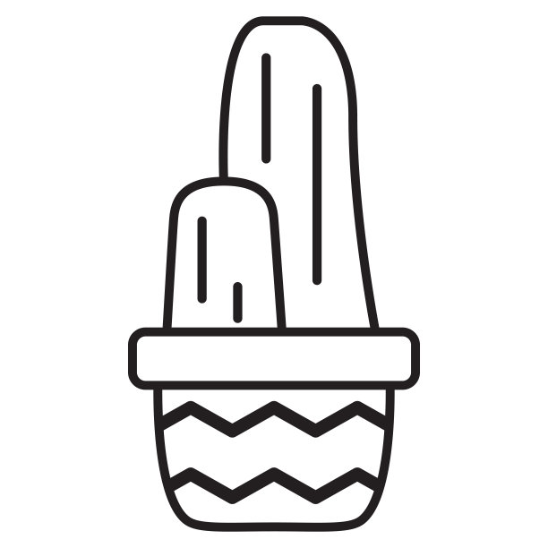 盆栽仙人掌图标细线。图片下载