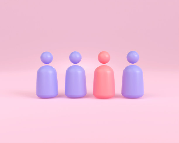 3d渲染找到员工和工人的工作。领导红色的人成功的团队象征。合作人的概念。人力资源与招聘。3d渲染插图最小风格。图片下载