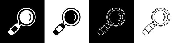 将放大镜图标设置为黑色和隔离图片下载