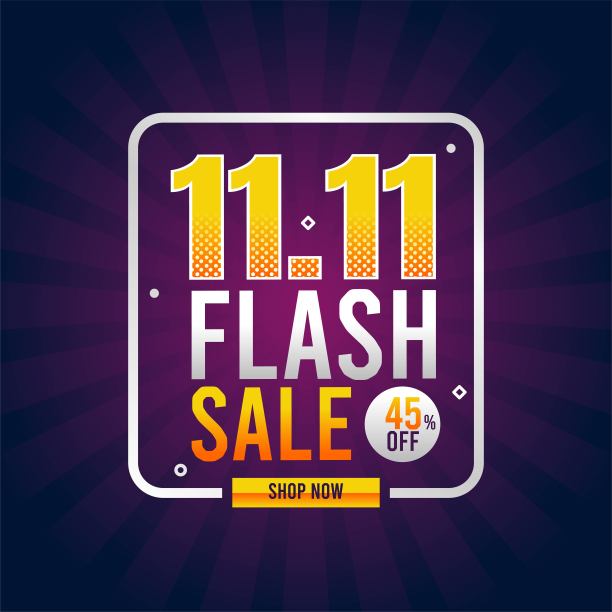 限时抢购特别11.11模板设计广告文本横幅展示推广横幅社交媒体宣传帖子。矢量插图。每股收益10图片下载