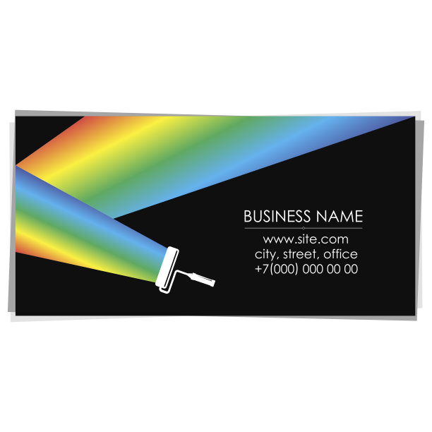 彩色油漆滚筒房屋油漆工名片图片下载