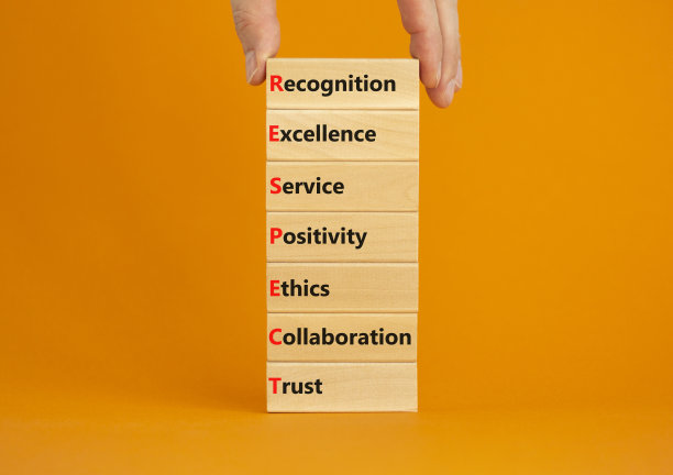 尊重的象征。尊重-认可优质服务积极伦理合作信任。橙色背景，复制空间。商人的手。企业尊重的概念。图片下载