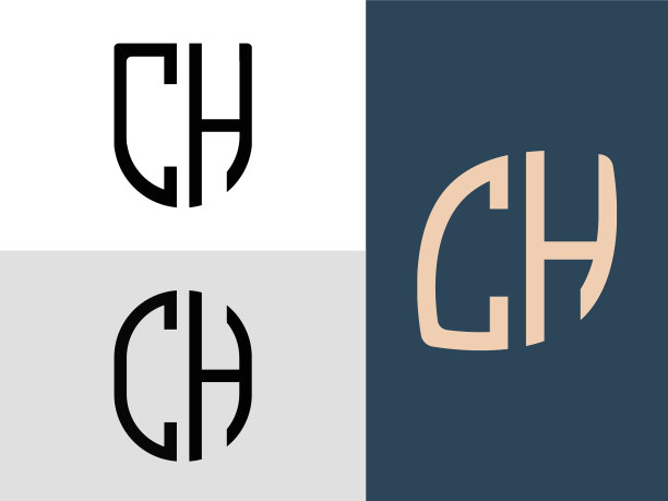 创意首字母ch标志设计包图片下载
