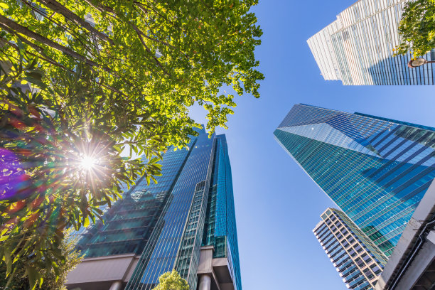 东京的城市景观与美丽的晨光图片下载