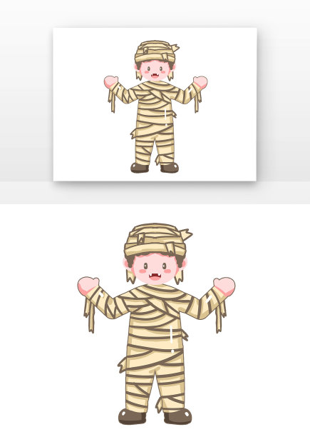 万圣节卡通木乃伊男孩图片下载