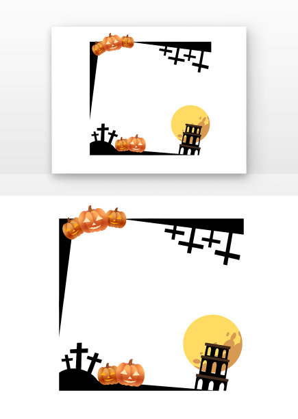 万圣节南瓜墓碑边框图片下载