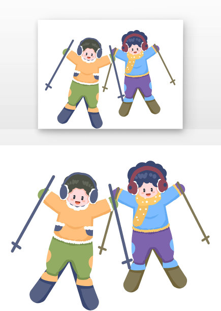 可爱滑雪运动人物儿童图片下载