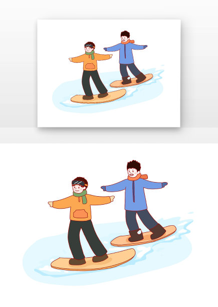 手绘冬季滑雪人物图片下载