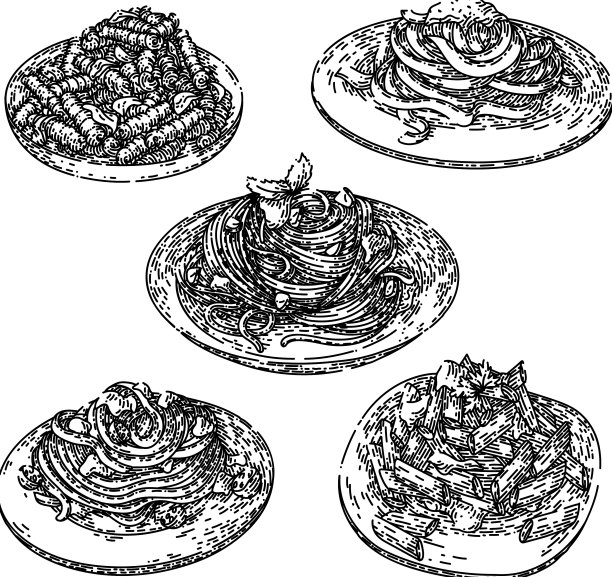 意大利菜套装草图手绘图片下载