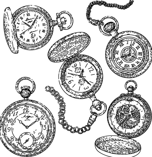 手表口袋旧套草图手绘图片下载