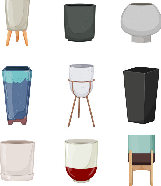 花盆植物设置卡通图片下载