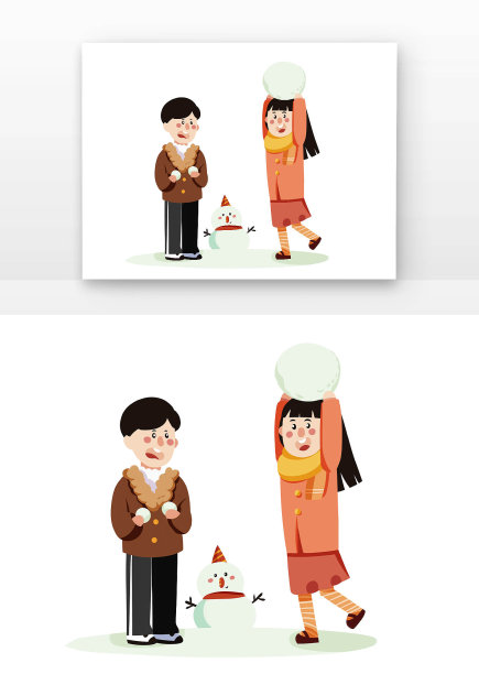 可爱儿童打雪仗图片下载