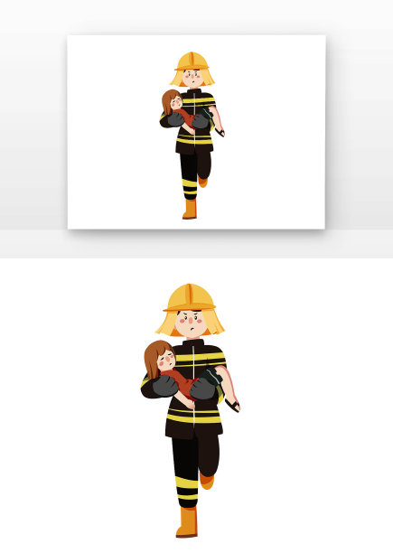 手绘消防员救援图片下载