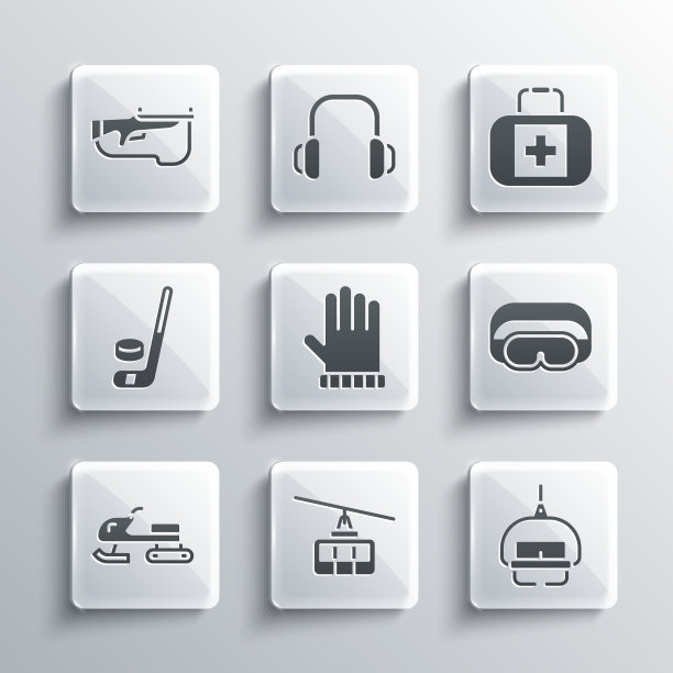 设置缆车滑雪升降机护目镜圣诞手套图片下载