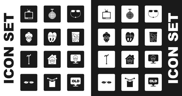 套眼镜拖鞋奶奶复古电视图片下载