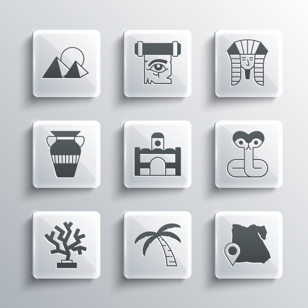 埃及蛇设热带棕榈树地图图片下载