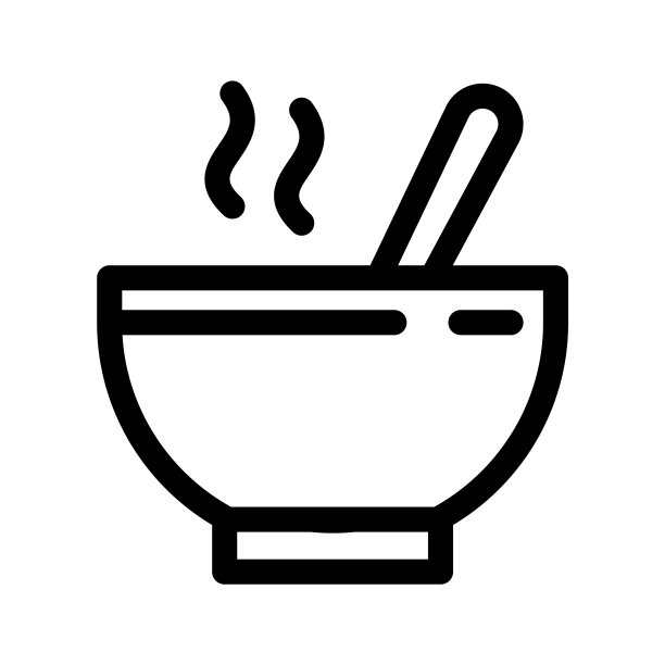 汤羹餐线图标：碗与热食图片下载