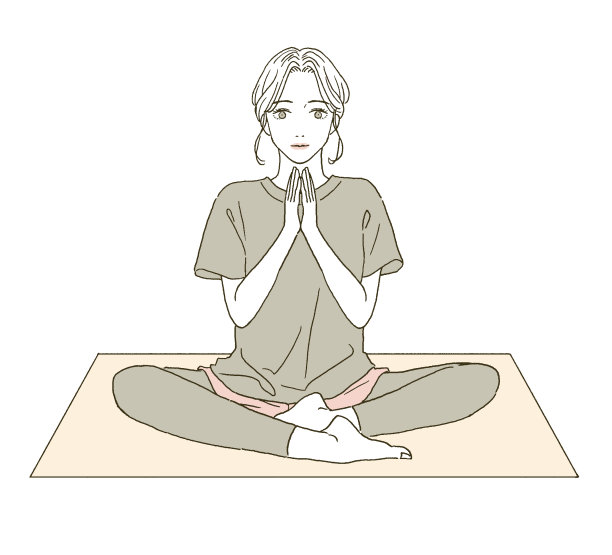 一个女人坐着做瑜伽的全身插画图片下载