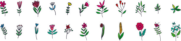 一套手绘的涂鸦风格的花图片下载