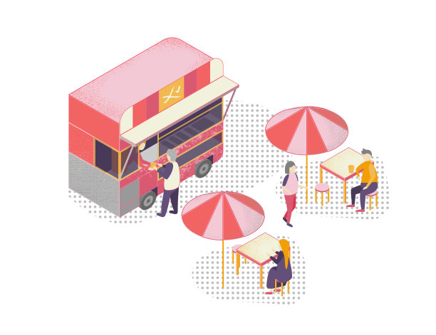 街头食品概念3d等距视图图片下载