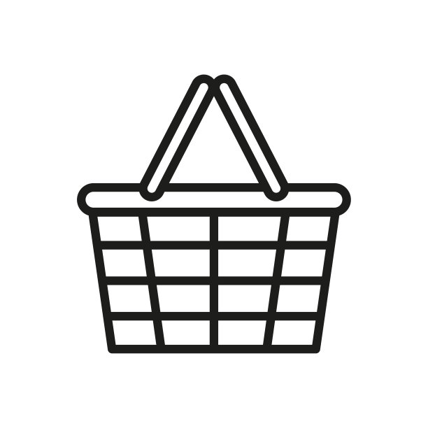 平篮手柄图标。市场，购物篮图标。食物的篮子里。矢量插图。股票的形象。图片下载