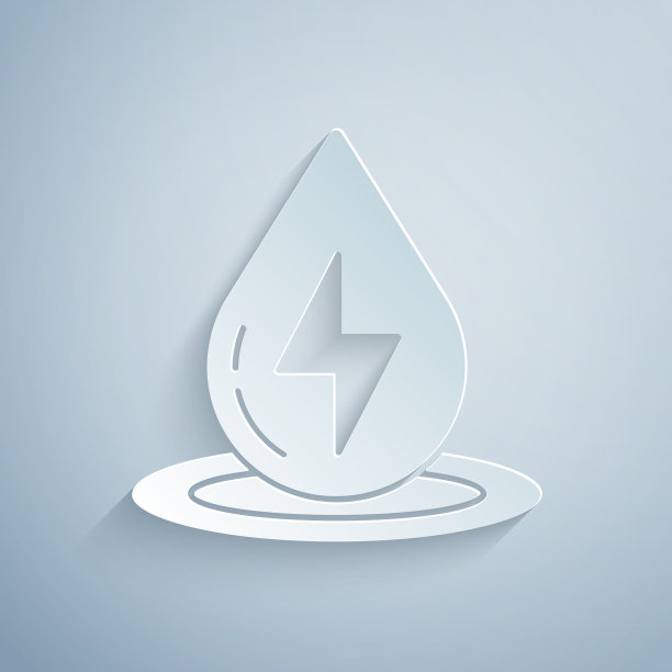 剪纸水能源图标孤立在灰色图片下载