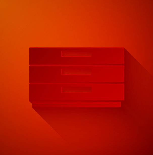 剪纸衣柜抽屉图标孤立在红色图片下载