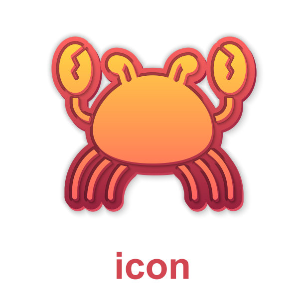 金色螃蟹图标孤立在白色背景图片下载