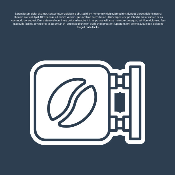 蓝线街招牌上孤立的咖啡图标图片下载