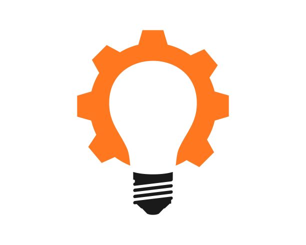 齿轮与灯泡形状内部图片下载