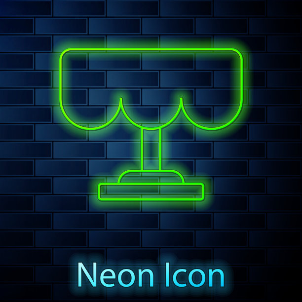 发光的霓虹线木表图标孤立上图片下载