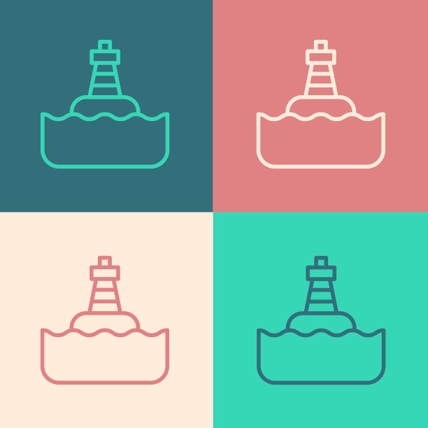 波普艺术线浮浮标上的海洋图标图片下载