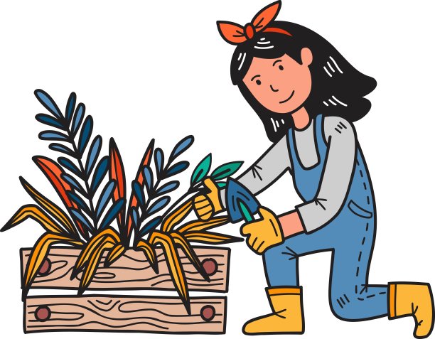 手绘女农民采摘水果和蔬菜插图图片下载