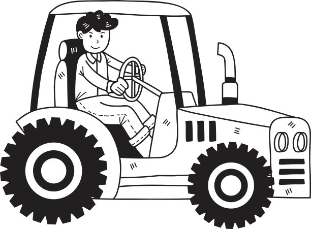 男性农民驾驶拖拉机插图图片下载