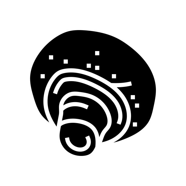 香菇蘑菇雕文图标矢量插图图片下载