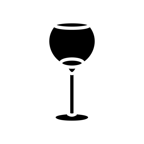 解百纳葡萄酒杯雕文图标矢量插图图片下载