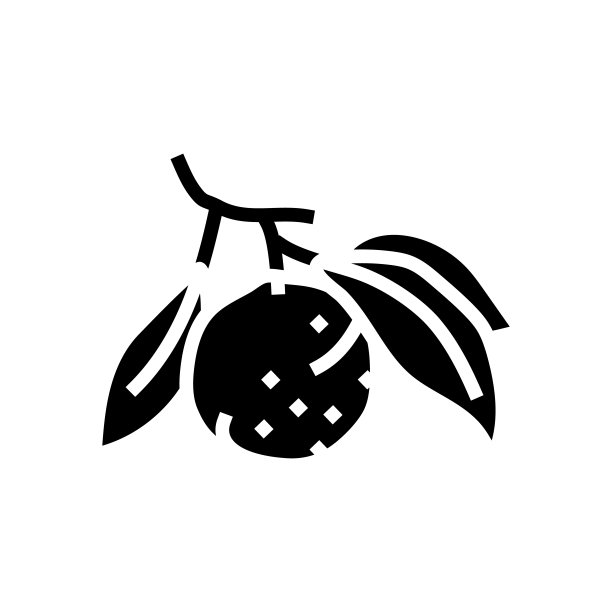 橙色枝叶雕文图标矢量插图图片下载